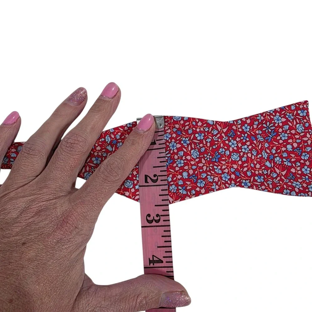 CREMIEUX Floral Silk Self-Tie‎ Bow Tie Red Blue Adjustable 100% Silk Preppy